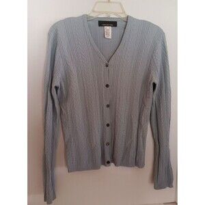 JONES NEW YORK Women's Cardigan Sz M Cable Knit Blueish Gray Hong Kong